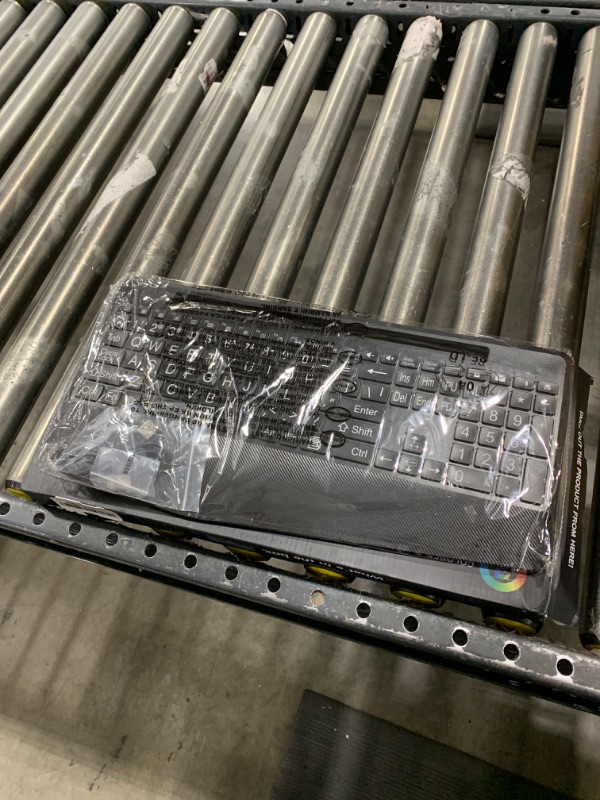 Photo 1 of Wireless Keyboard with 7 Colored Backlits, Wrist Rest, Phone Holder, Rechargeable Ergonomic Computer Keyboard 