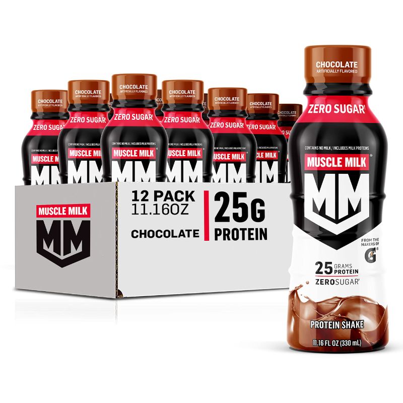 Photo 1 of Muscle Milk Genuine Protein Shake, Chocolate, 25g Protein, 11.16 Fl Oz (Pack of 12 // Best By  Jan. 25, 2025)