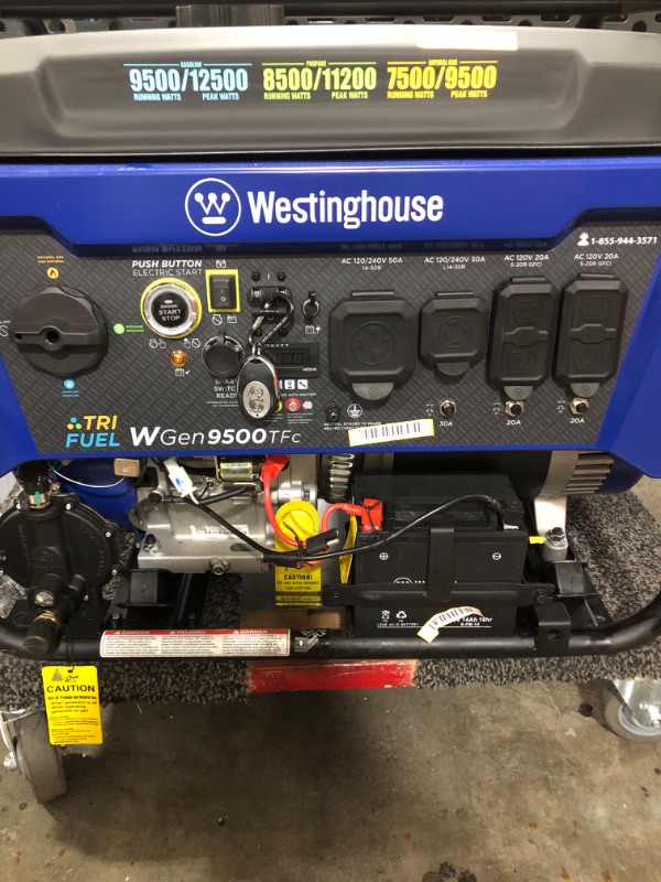 Photo 6 of Westinghouse Outdoor Power Equipment 12500 Peak Watt Tri-Fuel Home Backup Portable Generator, Remote Electric Start, Transfer Switch Ready, Gas, Propane, and Natural Gas Powered
