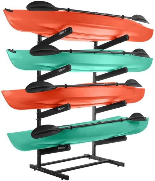 Photo 1 of Rad Sportz Kayak Storage Rack - Freestanding Kayak Stands with Padded Arms and Adjustable Straps - Holds multiple Canoes, SUP, or Paddleboards
