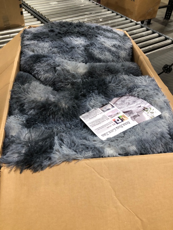 Photo 2 of TABAYON Extra Large Shag Area Rug, 9x12 Feet Tie-Dyed Dark Grey Indoor Ultra Soft Plush Rugs for Living Room, Non-Skid Modern Nursery Faux Fur Rugs for Home Decor