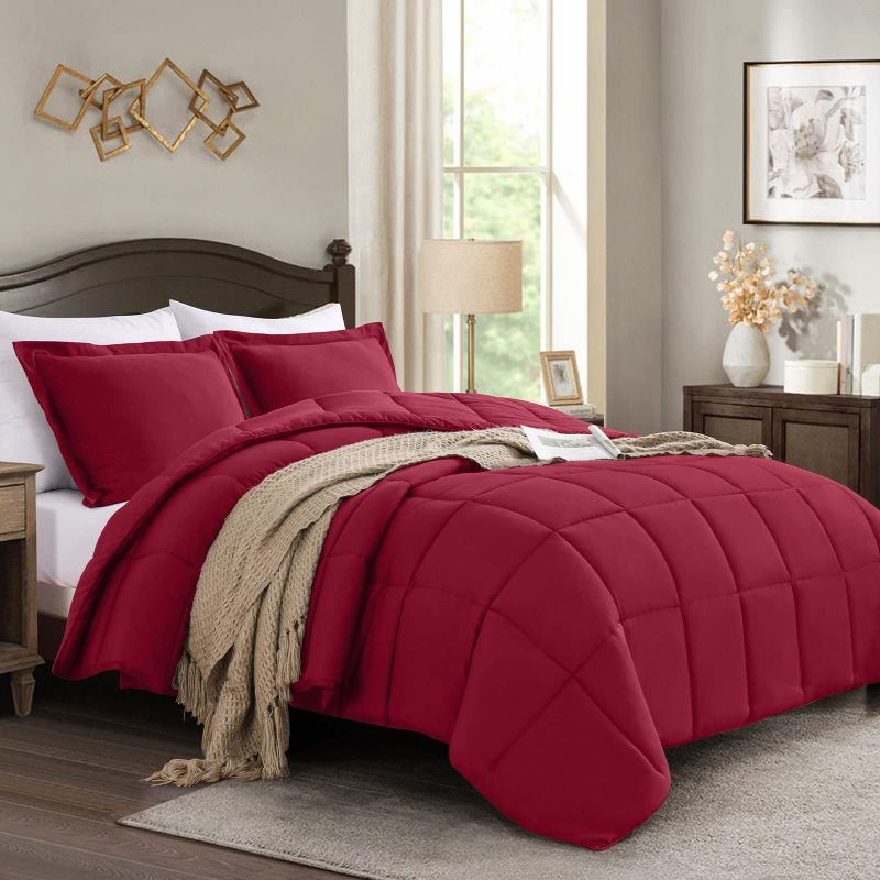 Photo 1 of Homelike Moment Twin Comforter Set Burgundy, King