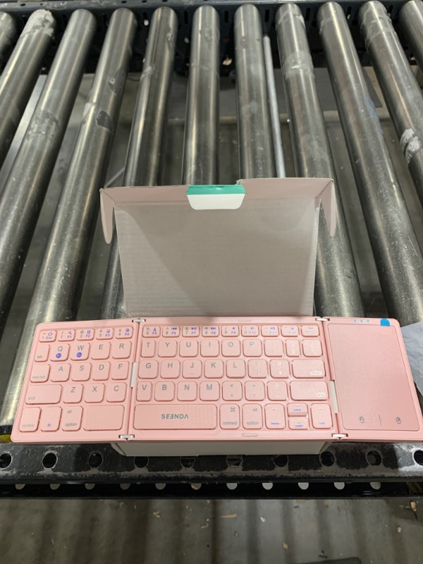 Photo 3 of Foldable Bluetooth Keyboard - Multi-Device Mini Wireless Keyboard with Touchpad, Pink