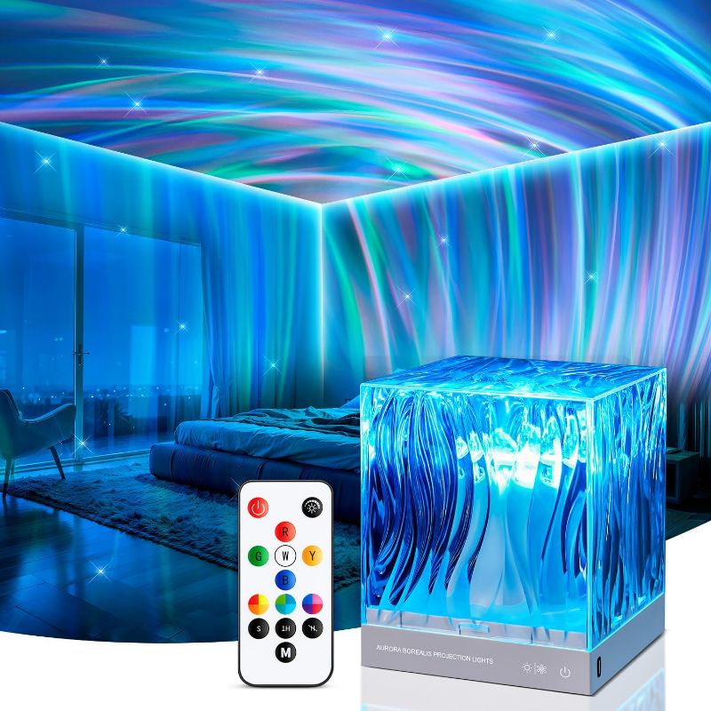 Photo 1 of Night Light Projector Crystal Lamp,18 Color Northern Lights Projector Galaxy Light Projector for Bedroom,Dimmable Galaxy Projector for Bedroom,Remote/Timer Galaxy Lamp LED Projector Lights for Bedroom
