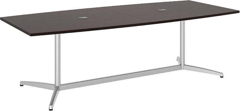 Photo 1 of Bush Business Furniture Boat Shaped Conference Table, 96W x 42D, Mocha Cherry/Silver TABLE TOP ONLY
