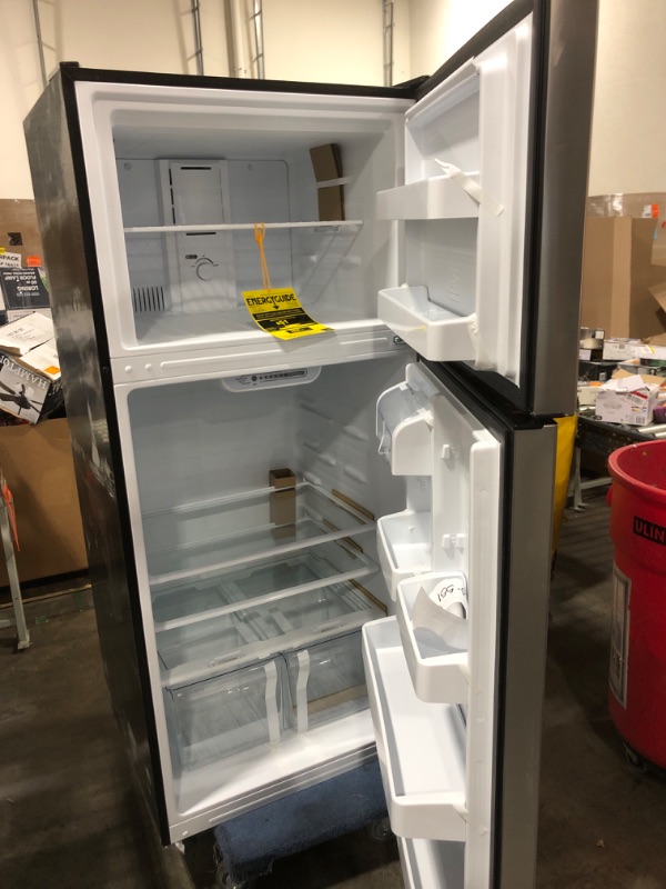 Photo 3 of 18 cu. ft. Top Freezer Refrigerator in Stainless Steel Look