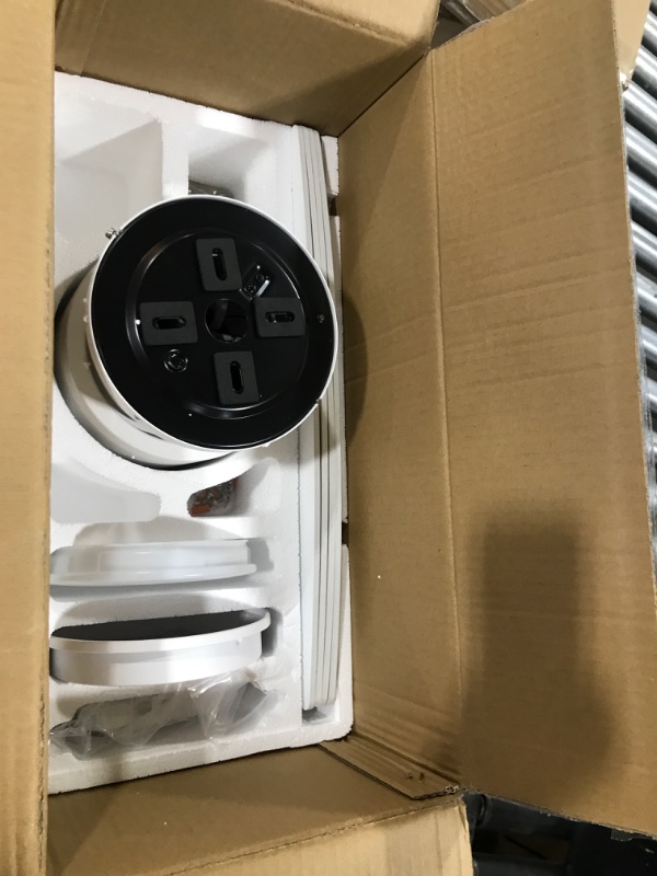 Photo 1 of WINGBO 44 Inch Flush Mount DC Ceiling Fan with Lights and Remote, 4 Reversible Blades, Ultra Quiet 6-Speed DC Motor, Hugger Low Profile Indoor Ceiling Fan, White Finish