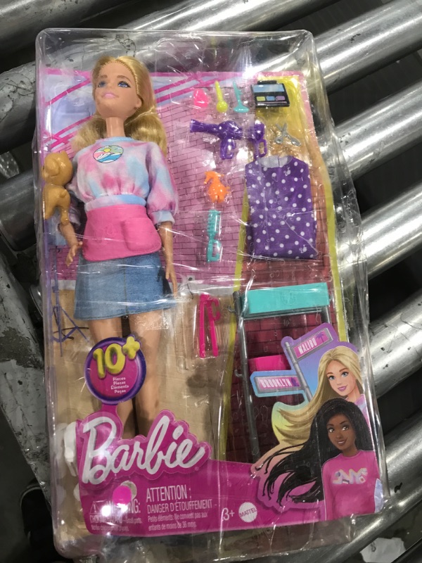 Photo 2 of Barbie Stylist Doll & 14 Accessories, Blonde Malibu Fashion Doll On-set with Cart, Smock, Makeup Palette, Pet Puppy & More