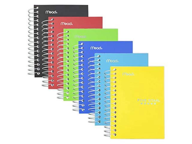 Photo 1 of five star spiral notebook, fat lil' pocket personal notebook, college ruled paper, 200 sheets, 5-1/2" x 3-1/2", assorted colors, 6 pack (38027)