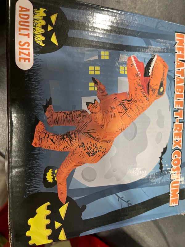 Photo 1 of viwzon Inflatable Dinosaur Costume Adult, Halloween Inflatable T-Rex Costume for Mens, Women, Blow up Adult Inflatable Costume Birthday Party, T-Rex Inflatable Dino Costume for Dinosaur Fans - Gray