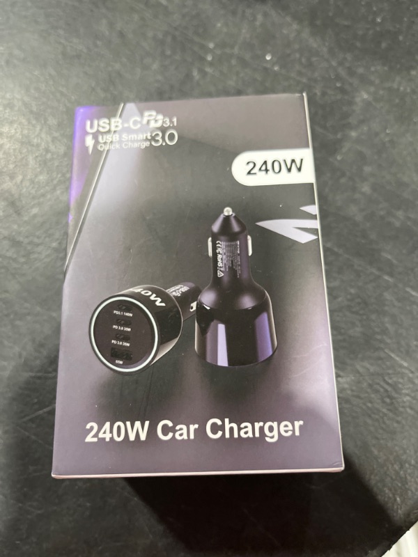 Photo 2 of URVNS 240W USB C Car Charger, Super Fast Charging 4-Ports PD3.1 140W/PD3.0 100W PPS 45W QC65W Type-C Car Adapter for MacBook Pro Laptop iPhone 15 14 Max iPad Samsung Galaxy S24/23/22 Pixel etc