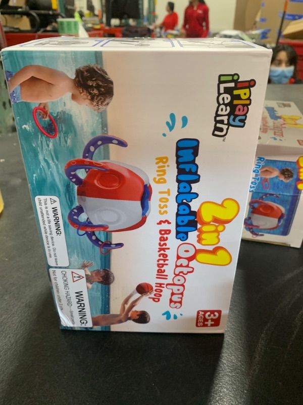 Photo 1 of iPlay, iLearn Kids Pool Toys, 2-in-1 Inflatable Octopus Water Pool Game,Toddler Basketball Hoop Ring Toss, Outdoor Summer Swimming Beach Play, Cool Family Party Gift 3 4 5 6 7 8 12 Year Old Boy Girl