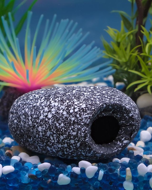 Photo 1 of 2 Pack Uniclife Aquarium Rock Decoration Fish Tank Decoration Resin Stone House Ornament for Fish Tank Landscape Aquarium Hideout Hideaway Spawning Cave Decor for Shrimp Betta Goldfish and Reptiles