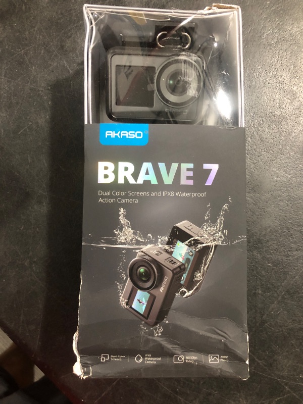 Photo 2 of (Unable to Test!!!!) AKASO Brave 7 Action Camera 4K30FPS 20MP with 64GB U3 MicroSDXC Memory Card, Waterproof Camera with Touch Screen IPX8 33FT EIS 2.0 Zoom Support External Mic Voice Control with 2X 1350mAh Batteries