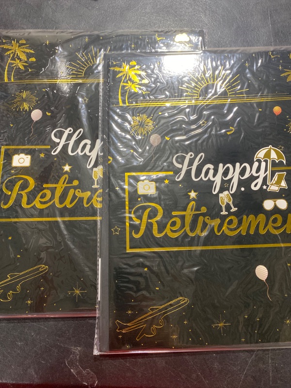 Photo 1 of Retirement Party Decorations Large Happy Retirement Card for Men Women, Jumbo Black Gold Greeting Card Guest Book Retired Farewell Gifts, 22 x 14 Inches 2pk