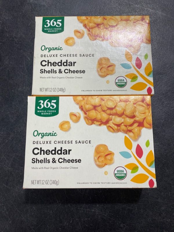 Photo 1 of  365 by Whole Foods Market, Organic Deluxe Cheddar Shells and Cheese, 12 Ounce 2PK NOV 2024