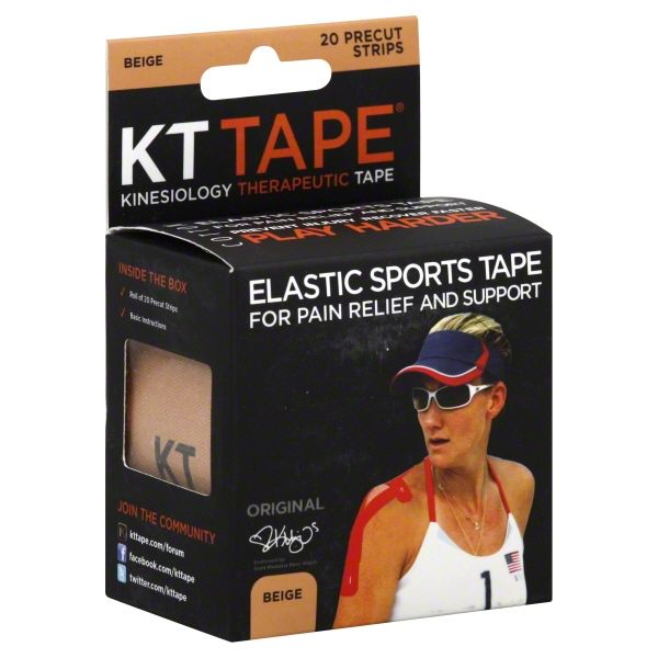 Photo 1 of KT Tape - Elastic Sports Tape Strips Precut Beige 20 Count
