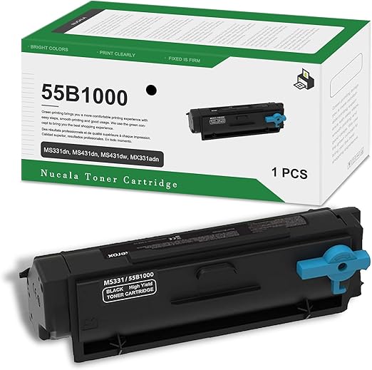 Photo 1 of 55B1000 Black Toner Cartridge(1-Pack) - Ncla Compatible 55B1000 High Yield Toner Cartridge Replacement for Lexmark MS331dn, MS431dn, MS431dw, MX331adn, MX431adn, MX431adw, MX432adwe Printer