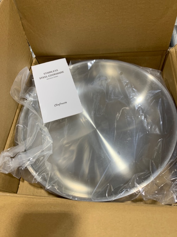 Photo 2 of 12 inch Tri-Ply Stainless Steel Pan,PFOA&PTFE Free Skillets,Chef's Pans,Dishwasher and Oven Safe Cookware, Works on Induction,Ceramic and Gas Cooktops