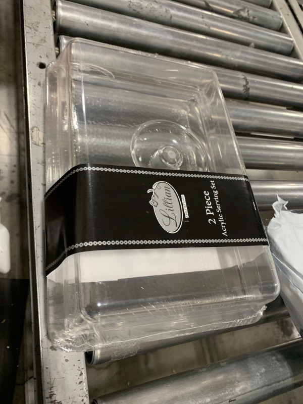 Photo 1 of Fonteme Elegant Rectangular Acrylic Serving Tray Set - Perfect for Entertaining | Includes Dome Lid and Server Set - Great Trays for Serving Food, Appetizers, and Desserts with Ease and Sophistication