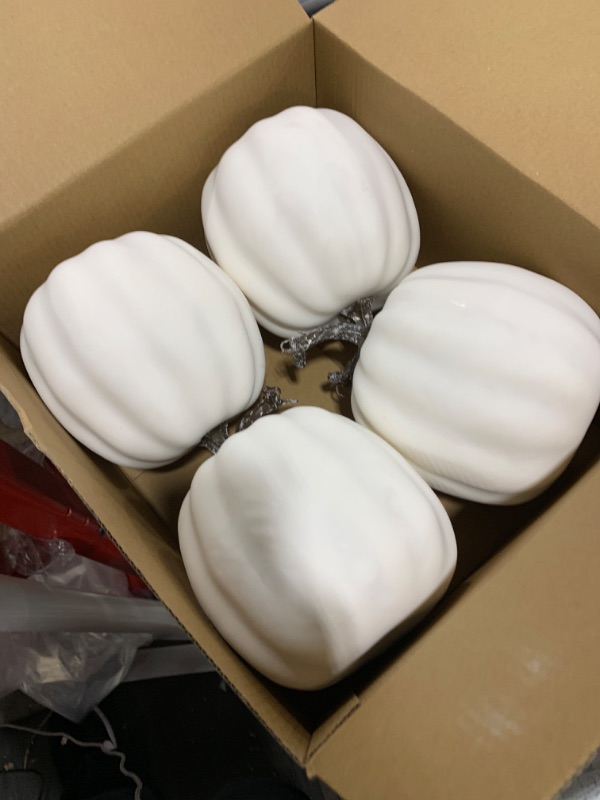 Photo 2 of vensovo 6 Inch Large White Pumpkins for Decorating - 4PCS Big White Foam Decorative Pumpkins for Fall Decor