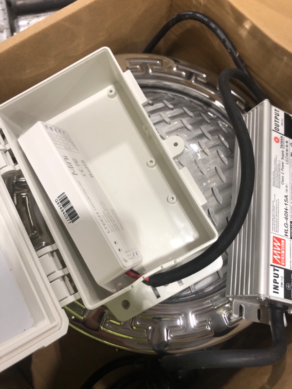 Photo 1 of HQUA PN01DC 120V AC Remote Control LED RGBW Color Change Inground Pool Light, 10 Inch 50W with 100 Feet Cord, UL Listed Transformer Included, Fit for 10" Large Wet Niches.