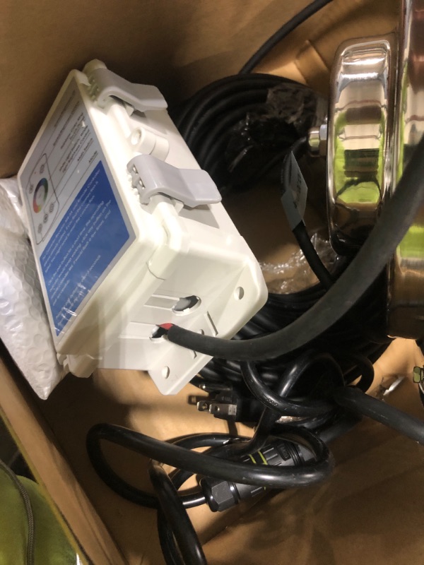 Photo 1 of HQUA PN01DC 120V AC Remote Control LED RGBW Color Change Inground Pool Light, 10 Inch 50W with 100 Feet Cord, UL Listed Transformer Included, Fit for 10" Large Wet Niches.