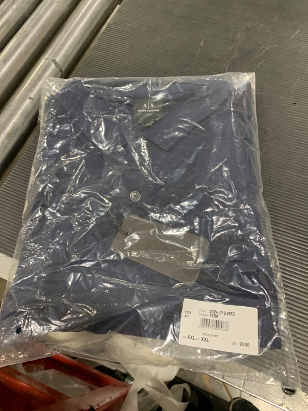 Photo 1 of A | X ARMANI EXCHANGE Men's Regular Fit Linen Polo, Navy Blazer