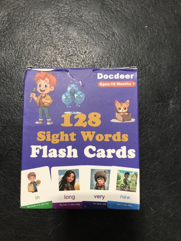 Photo 2 of Docdeer Sight Words Educational Flashcards -128 Sightwords with Pictures & Sentences Learning Reading Cards Toy for Kindergarten,Home School Kids3 4 5