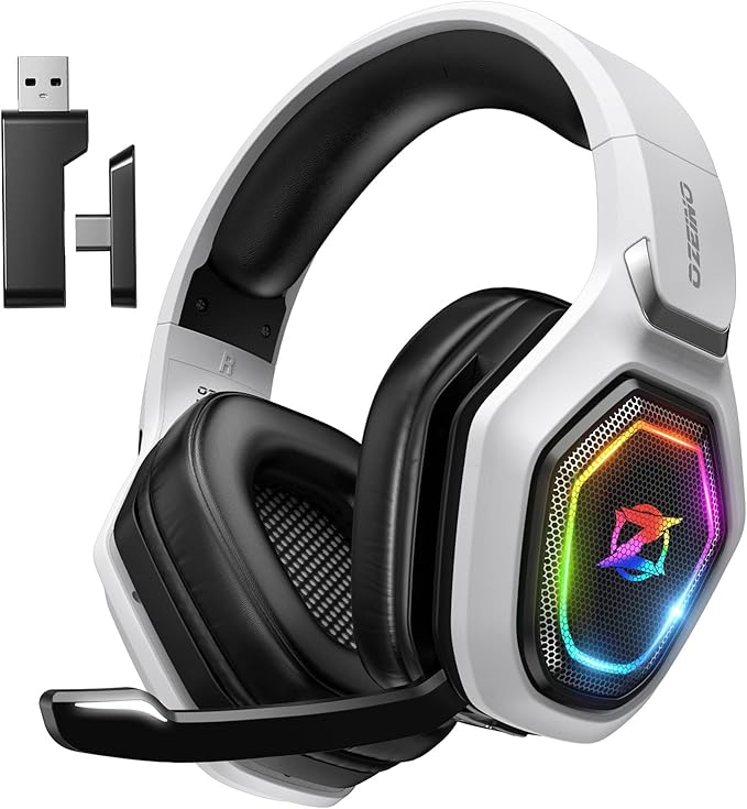 Photo 1 of 2.4GHz Wireless Gaming Headset for PC, Ps5, Ps4 - Lossless Audio USB & Type-C Ultra Stable Gaming Headphones with Flip Microphone, 40-Hr Battery Gamer Headset for Switch, Laptop, Mobile, Mac