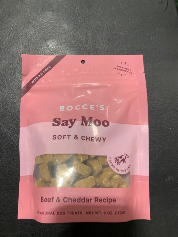 Photo 2 of Bocce's Say Moo Beef and Cheddar Chews For Dogs 6 oz - EXP 11/27/2024