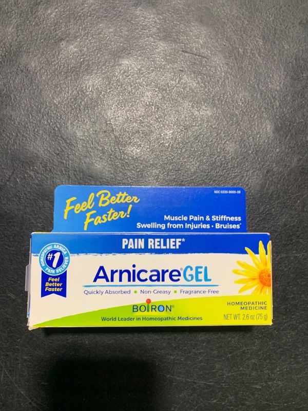 Photo 2 of Boiron Arnicare Gel for Relief of Joint Pain, Muscle Pain, Muscle Soreness, and Swelling from Bruises or Injury Non-greasy and Fragrance-Free - 2.6 oz - EXP 12/2024