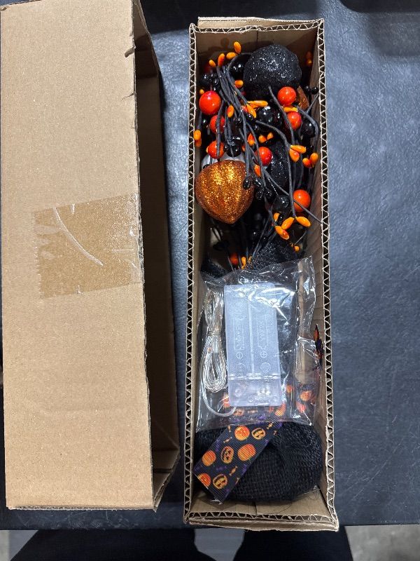 Photo 1 of Halloween Decorations, Lighted Halloween Artificial Tree with Pumpkins 20 LED Lights 18 Inch Spooky Halloween Tree Halloween Table Decorations for Home Indoor Party Holiday Decor