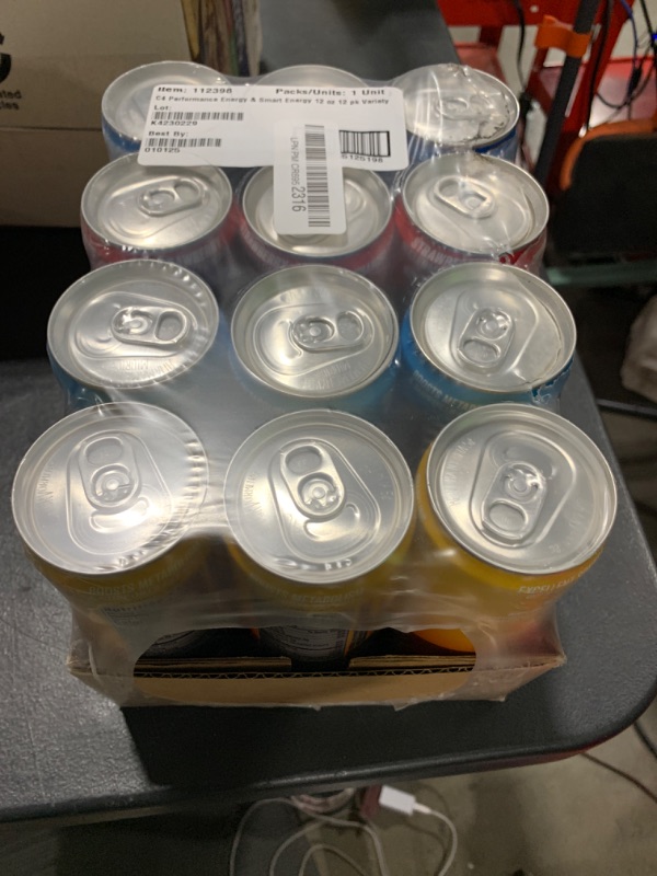 Photo 1 of **BBD 01/01/25** C4 Performance & Smart Energy Drink Official Variety Pack | Zero Sugar Carbonated Preworkout Energy | 150+200mg Caffeine with Beta Alanine | 4 Flavors | 12 Fl Oz (12 Pack) C4 Brain & Body Variety Pack 12 Fl Oz (Pack of 12)