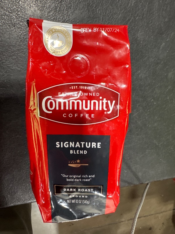 Photo 1 of Community Coffee Premium Ground Coffee, Signature Blend, Dark Roast, 12 Ounce Signature Blend 12 Ounce (Pack of 1)