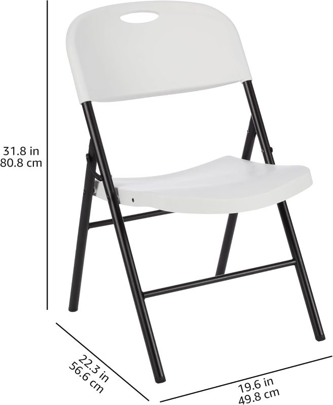 Photo 1 of Amazon Basics Foldable Portable Plastic Chair, 350-Pound Capacity, White, 1 Pack
