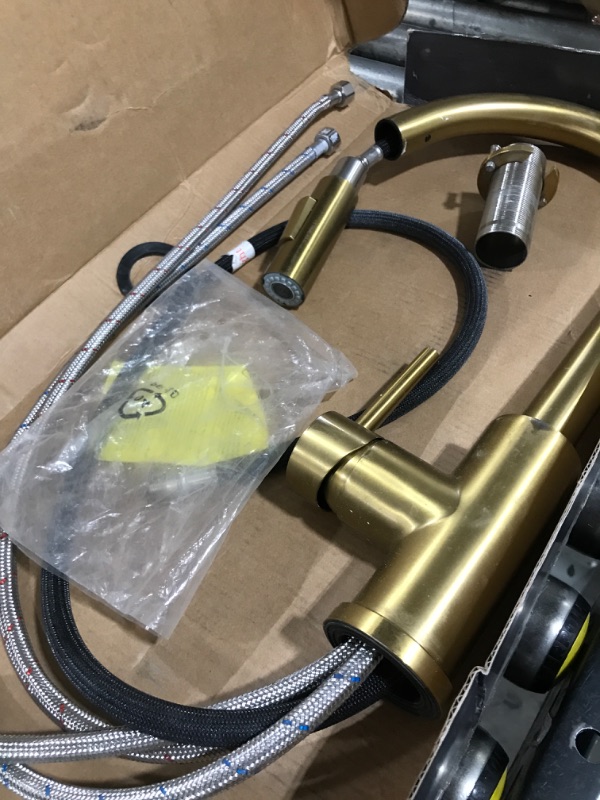 Photo 2 of Tohlar Gold Kitchen Faucets with Pull-Down Sprayer