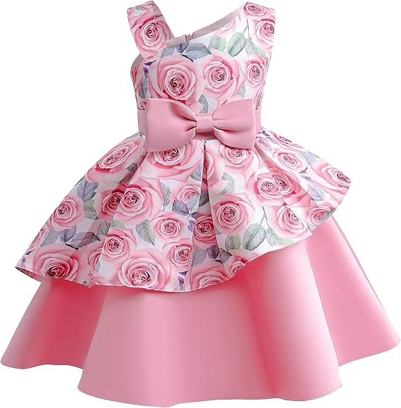 Photo 1 of 110 - CMMCHAAH Girls Flower Dresses Toddler Pageant Party Easter Floral Print Dress