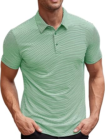 Photo 1 of Aimeilgot Men's Golf Polo Shirts Regular Fit Performance Athletic Short Sleeve Striped Polo Shirts for Men size Large