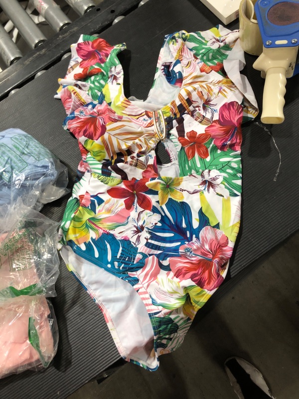 Photo 2 of AI'MAGE Womens One Piece Swimsuit Tummy Control Cutout Ruffle Bathing Suits 2024 Swimming Suit Large Tropical Flower Print