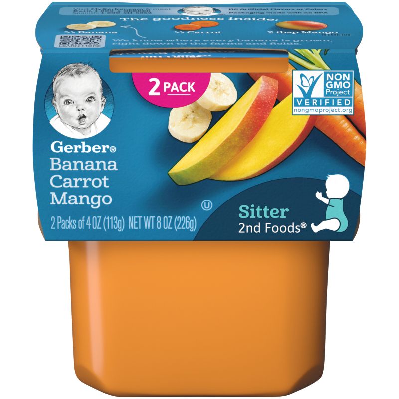 Photo 1 of (Pack of 16) Gerber 2nd Foods Banana Carrot Mango, 4 Oz Tubs
