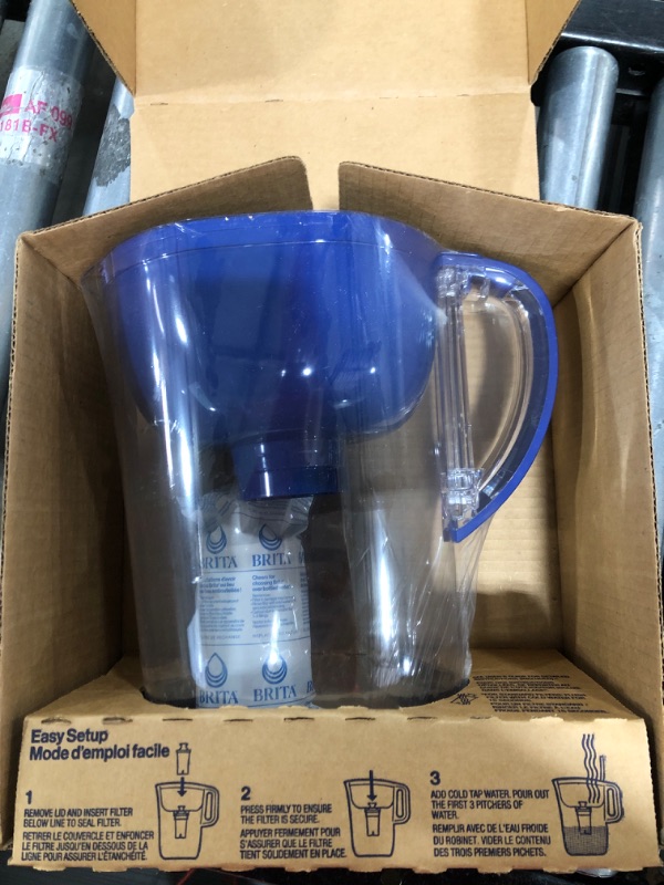 Photo 2 of Brita Large Water Filter Pitcher for Tap and Drinking Water with SmartLight Filter Change Indicator, Includes 1 Standard Filter, BPA-Free, Lasts 2 Months, 10-Cup Capacity, Mazarine Blue
