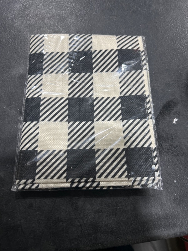 Photo 1 of Artoid Mode Black White Buffalo Plaid Halloween Table Runner, Daily Holiday Check Kitchen Dining Table Decoration for Home Party Outdoor 13x48 Inch Table Runner, 13" x 48" Black/White