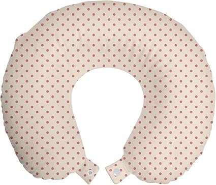 Photo 1 of Ambesonne Minimal Travel Pillow Neck Rest, Continuous Polka Dots Pattern with Soft Tones Round Motifs, Memory Foam Traveling Accessory for Airplane and Car, 12", Dried Rose and Champagne