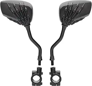 Photo 1 of 1 Pair Bicycle Mirror,Big View Bike Rear View Mirror Blindsight Multi Angle Adjustable Bike Mirror Billet Aluminum Chrome Plated Outside Skull Claw Style Also suitable for motorcycle mirror

