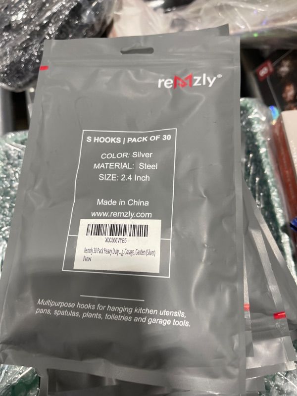 Photo 1 of 30 Pack S Hooks for Hanging Kitchen Utensils, Clothes, Plants, Pots and Pans - 2.4” Small Silver Utility Hangers for Closet, Wire Shelving, Garage, Garden Pack Of 30