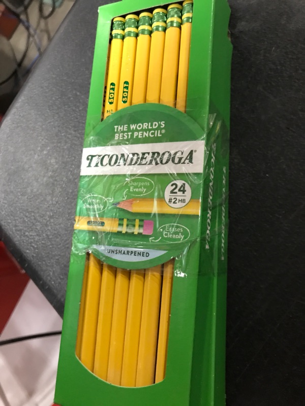 Photo 2 of 2 PACK Ticonderoga Wood-Cased Pencils, Unsharpened, 2 HB Soft, Yellow, 24 Count