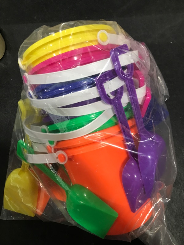 Photo 2 of 4E's Novelty 12 Sets 5.5" Sand Buckets and Shovels for Kids Bulk (12 Pack) Small Beach Bucket for Beach Summer Outdoor Sand Toys, Party Favors