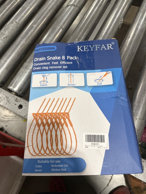 Photo 1 of 8 Pack 25inch Drain Snake Clog Remover, Drain Hair Remover, Sink Snake Drain Auger Cleaner Tool For Bath Tub, Toilet, Kitchen Sink, Sewer