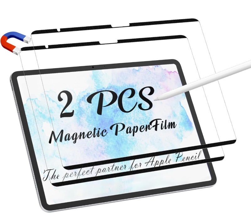 Photo 1 of 2 Pack Magnetic Paperfilm for iPad Air 6th 13 Inch 2024, Feel Like Writing Drawing On Paper, Matte Removable Anti Glare Fingerprint Screen Protector Blue Light Filter